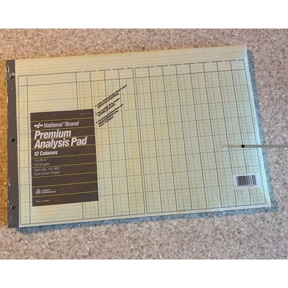 National Brand Premium Analysis Pad 12 Column 50 Sheets 11x16 3/8 45-362 NEW